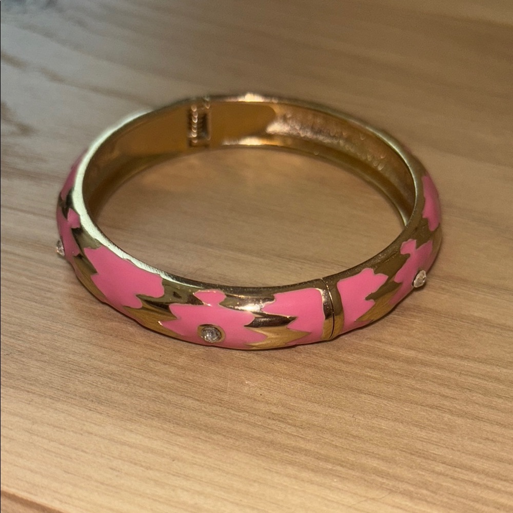 Gold and Pink Bangle Bracelet